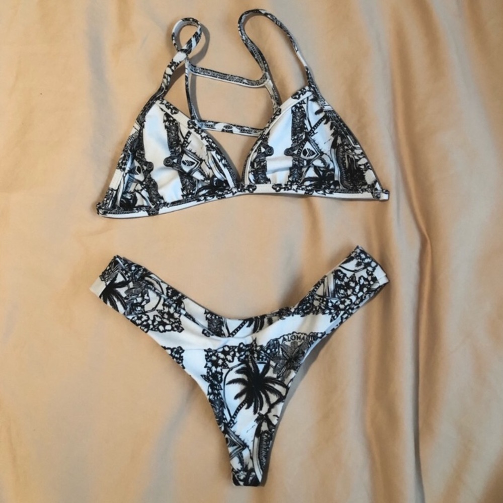 Stone Fox Swim Black + White Bikini Set